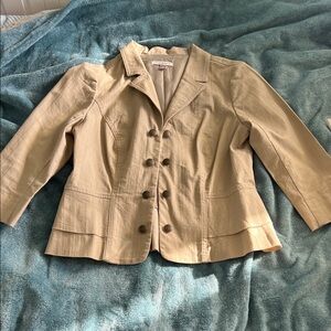 Roz & Ali Beige Double-Breasted Blazer